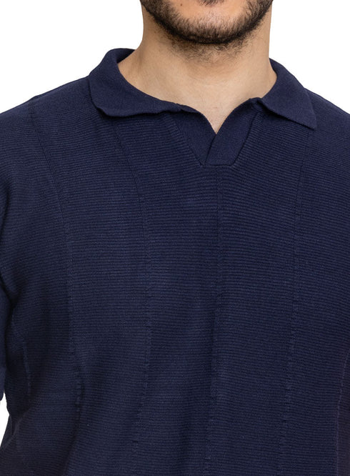Navy Design 9 - F - Polo Neck T-Shirt - Khotwh